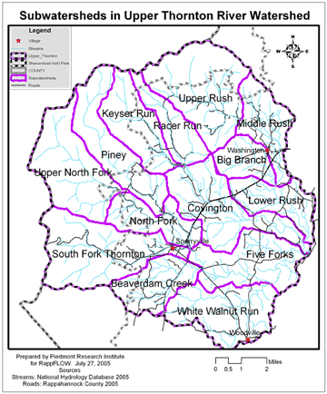 Subwatersheds in Upper Thornton River Watershed